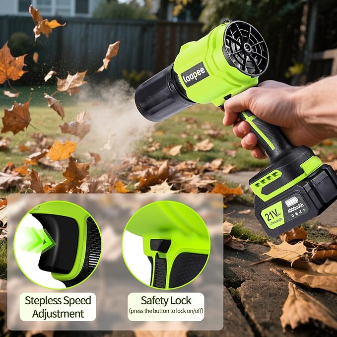Leaf Blower Cordless,Battery Powered 800,000 RPM Electric Leaf Blower with 2 x 4.0Ah Battery and Charger Handheld Blowers for Lawn Care,Dust,Snow,Car Blowing Water with 2 Extended Nozzle - Image 6
