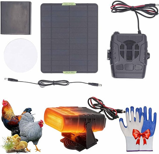 Solar Heater for Greenhouse, Solar Heater for Chicken Heater, Solar Powered Heater for Outdoor Use, Dog House, Shed, Pet Shelter - Smart Thermostat, Weather-Resistant, Easy Mount (Black-20W)