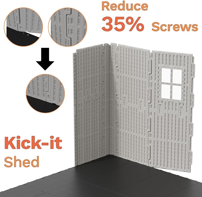 Devoko 10x8 FT Resin Outdoor Storage Shed with Floor, Plastic Tool Garden Shed with Windows & Lockable Door, Outside Large Storage Shed for Patio Backyard Lawn, Beige - Image 4