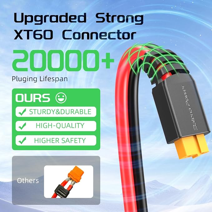 Bateria Power Solar to XT60 Charge Extension Cable 10AWG 50Ft, Solar Connector to XT60 Adapter Cable for Solar Panel to LiFePO4 Battery RV Portable Power Station Solar Generator,10AWG 50Ft - Image 3