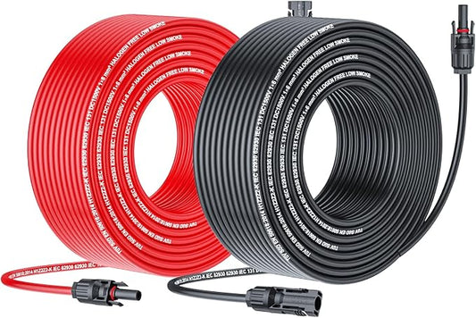 Solar Cable Extension 50Ft 10AWG, Solar Wire with Tool-Free Solar Connectors, Waterproof Solar Panel Extension Cable 6mm², PV Cable 10Gauge for Home Boat RV Solar Panels(50ft) by JXMXRPV