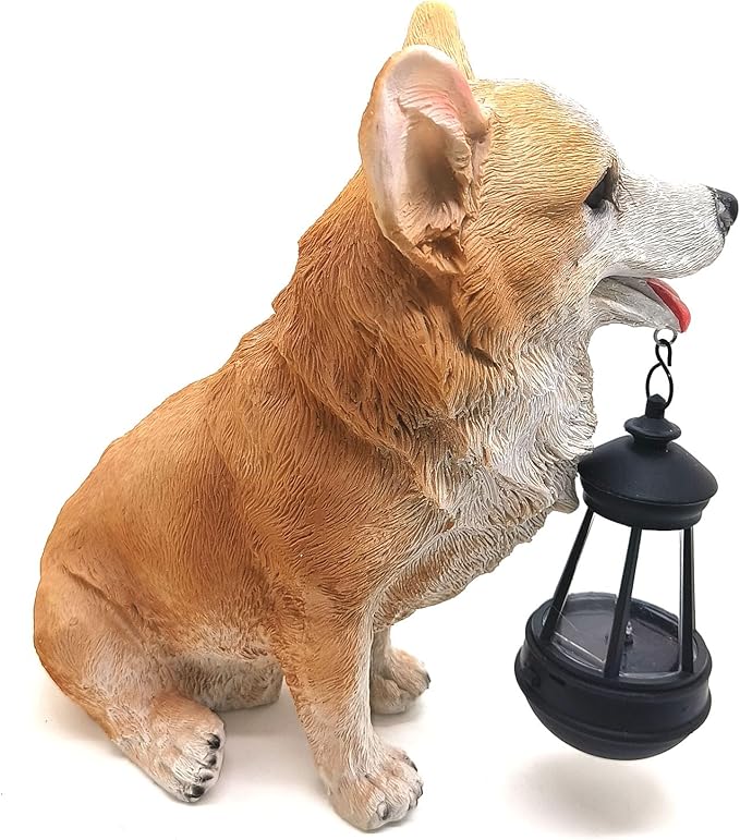 Dog Solar Statues Cute Corgi Solar Light for Outdoor Garden Halloween Decorations Christmas Decor Lawn Decor Patio Balcony Yard Ornament Ideal Gifts for Women, Mom or Birthdays