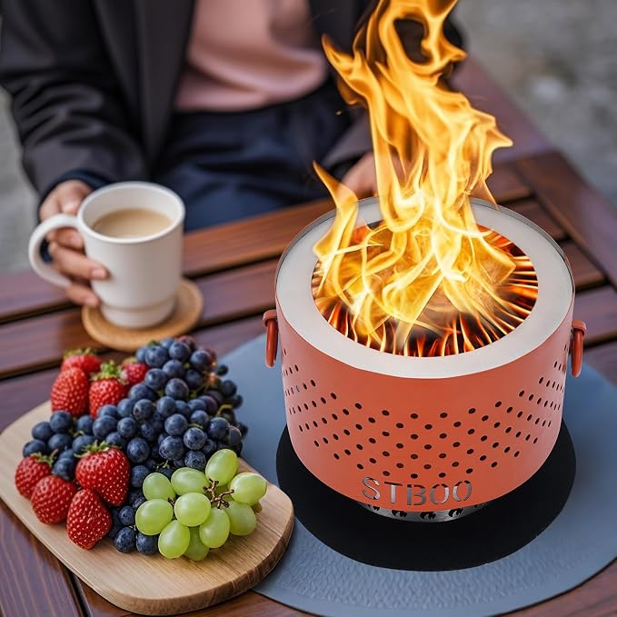 Tabletop Fire Pit - Low Smoke Pellet Table Top Firepit with Ash Tray | Indoor&Outdoor Mini Portable Personal Fireplace | Small Smores Firepit for Patio, Camping,Porch, Balcony,7.8inch Red - Image 2