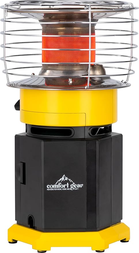 10,000 BTU Portable Propane Heater, 360° Heat, Emergency Indoor/Outdoor, 2 Heat Settings, Piezo Ignition, ODS Safety System, Low Setting - 3 Hr Runtime on 1 lb Tank, Heats Up To 250 Sq Ft