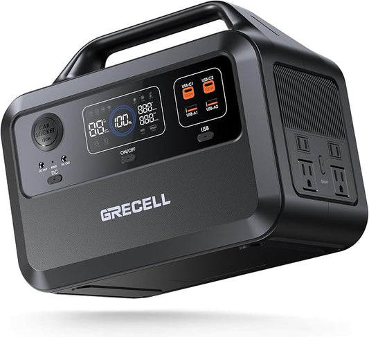 GRECELL Portable Power Station 600W 460Wh Solar Generator(Surge 1200W), 460Wh Backup LiFePO4 Battery for Outdoor Home Emergency by GRECELLPOWERSTATION