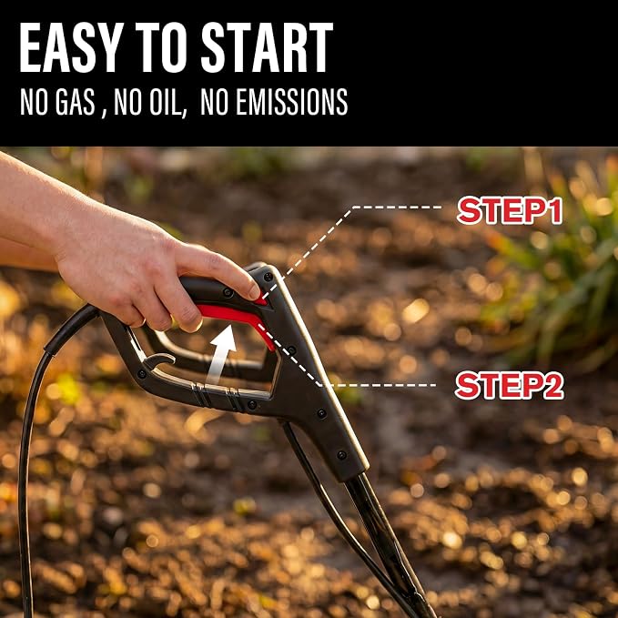 MZK 12-Inch 10.5 Amp Corded Electric Tiller/Cultivator for Gardening, 8-inch tillling Depth, Powerful and Lightweight Tiller, Electric Garden Rototiller for Lawn/Yard/Garden Soil Digging,TC12A03 - Image 6