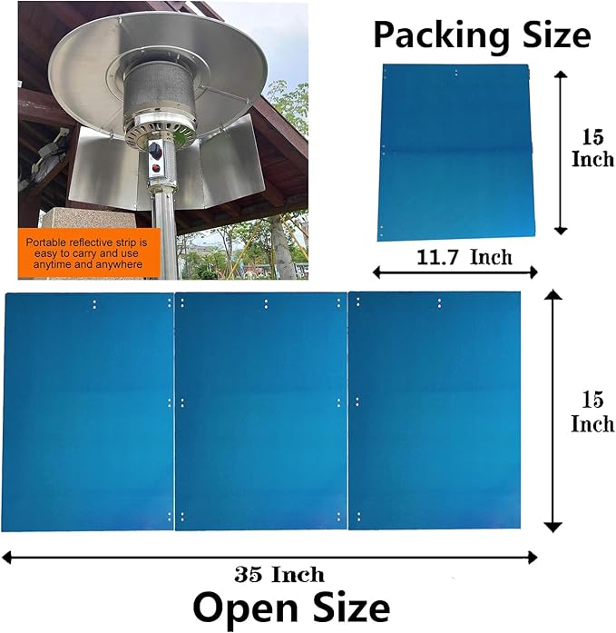 Patio Heater Reflector Shield Heat Focusing Reflector Outdoor Heaters for Patio Propane Heater Propane Heaters Indoor Heat Lamp Heat Shield