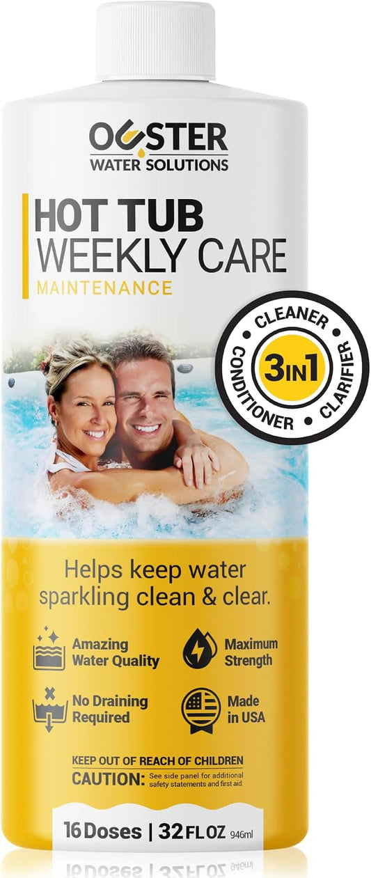 Bio Ouster 3in1 Weekly Hot Tub Cleaner, Conditioner, Clarifier - Hot Tub Chemicals for Standard & Inflatable Spas - Spa Chemicals for Crystal Clear & Sparkling Clean Water - Made in USA (32oz) by OusterWaterSolutions