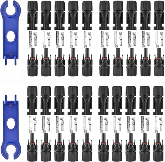 40 PCS Solar Connectors, Male/Female Waterproof IP67, MC4 1000V 30A, (20Pairs) Solar Panel Cable Connectors with 2 Spanners(10AWG) by Unknown