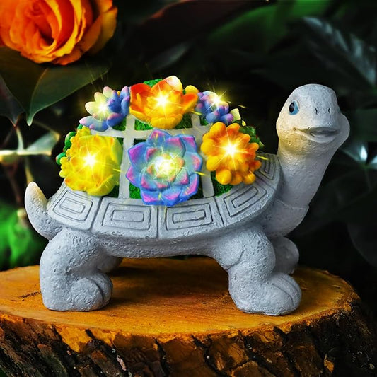 Solar Turtle Statues for Garden Decor, Outdoor Sculptures for Clearance Lights for Outside Lawn Ornaments Porch Patio Balcony Yard Home - Birthday Mother’s Day Easter Gifts for Mom Grandma Women