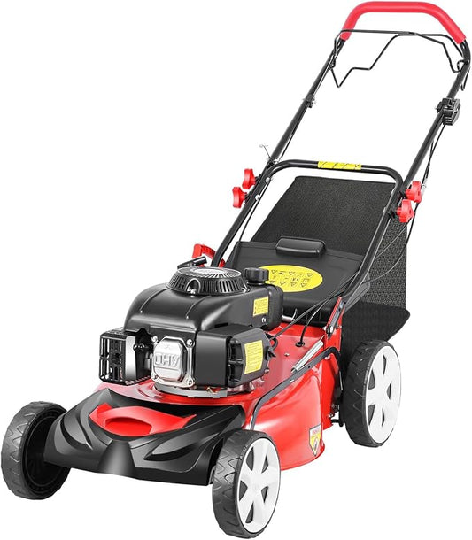 20Inch Self Propelled Mower 4KW 140CC 4-Stroke Engine, Gas Push Lawn Mower, 3-in-1 Lawn Mower with 16 gal Capacity Grass Bag & 8 Position Height Adjustable for Lawn Weeding by DNYSYSJ