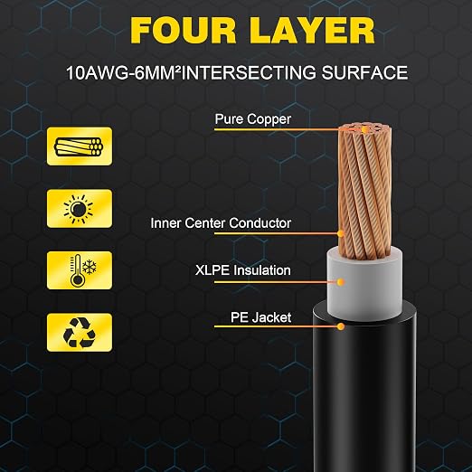 16Ft SolarCable SolarExtension Cable,10AWGSolar Panel ExtensionCable with Female and Male Connectors,Waterproof SolarExtension Cable Kit - Image 5