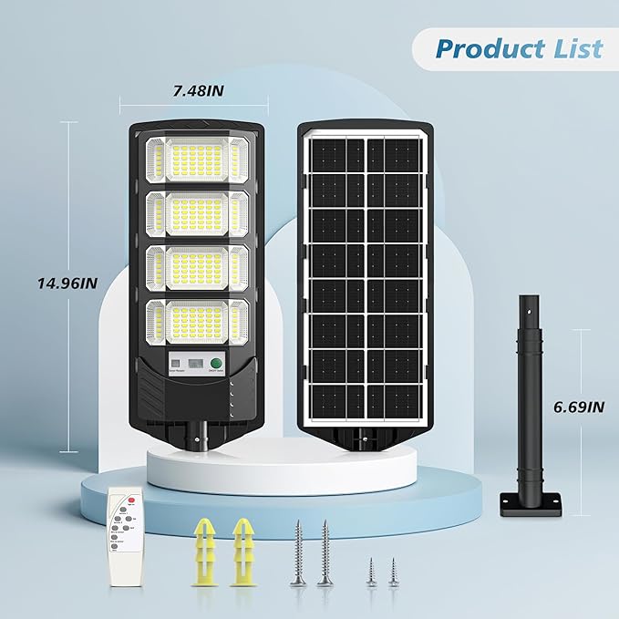 Solar Lights Outdoor, Wide Angle Solar Street Light, 6500K Solar Flood Lights with Outdoor Motion Sensor,IP66 Waterproof, Solar Security Lights for Courtyards, Gardens, Yard 2Pack