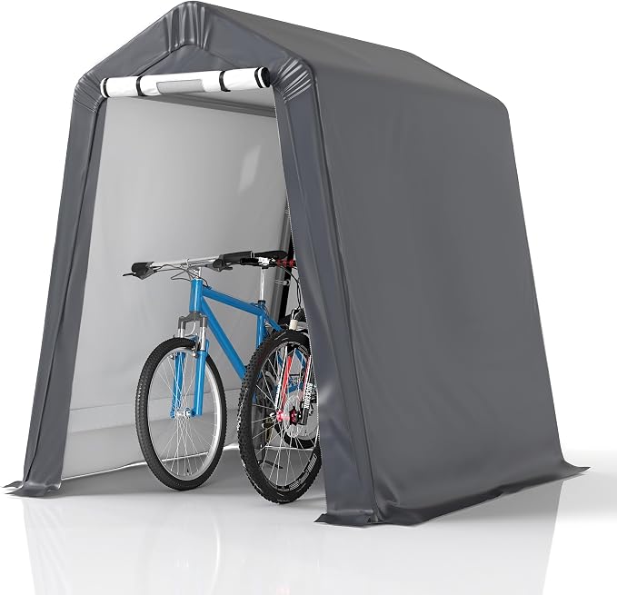 GARTOO 6' x 7' Outdoor Storage Shelter Shed- Heavy Duty Storage Tent with Roll-up Ventilated Windows, Portable Garage Storage shed for Bike, ATV, Motorcycle Shelter, Gray by GARTOO