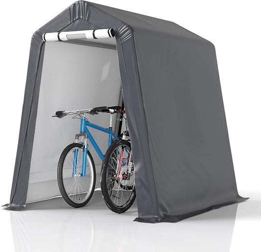 GARTOO 6' x 7' Outdoor Storage Shelter Shed- Heavy Duty Storage Tent with Roll-up Ventilated Windows, Portable Garage Storage shed for Bike, ATV, Motorcycle Shelter, Gray by GARTOO