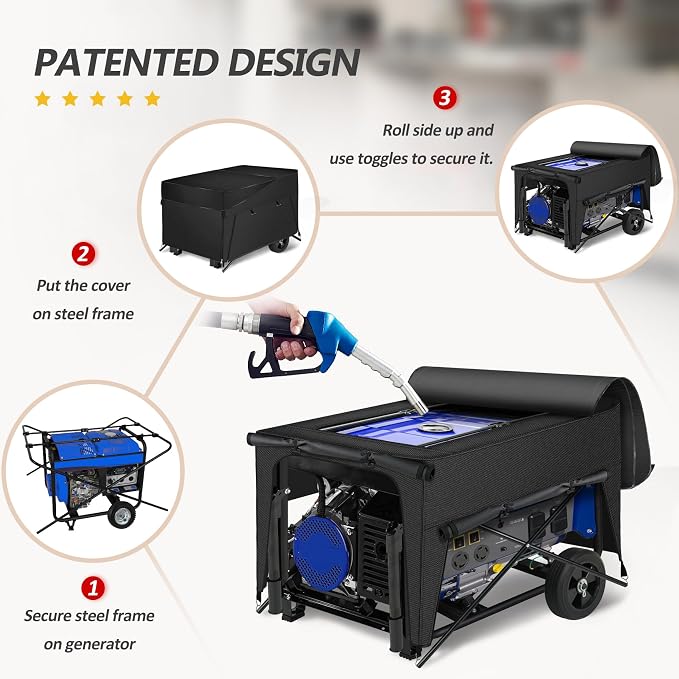 Porch Shield Generator Covers Running - Heavy Duty Waterproof Generator Rain Enclosure Tent Tarpaulin Shelter for 3500 -12000 Watt, Black（Top Opening） - Image 5