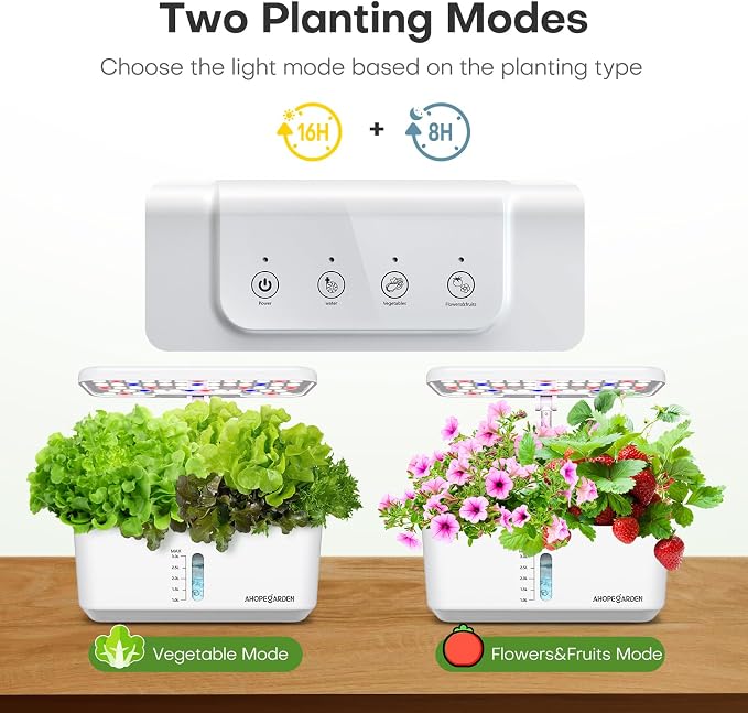 Ahopegarden Indoor Garden Hydroponics Growing System: 10 Pods Plant Germination Kit Herb Vegetable Growth Lamp Countertop with LED Grow Light - Hydrophonic Planter Grower Harvest Lettuce - Image 6