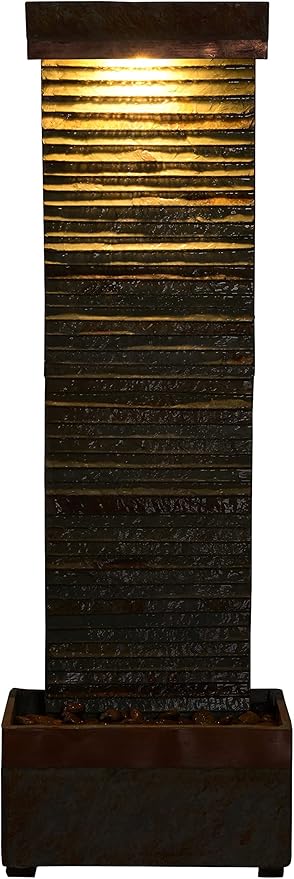 Kenroy Home 51013SLCOP Stave Indoor/Outdoor Floor Fountain with Copper Finish, Rustic Style, 48" Height, 8" Width, 16" Depth