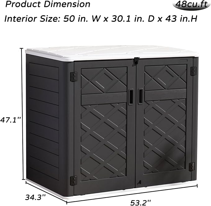 Mrosaa Resin Outdoor Storage Shed, 38 cu.ft Outdoor Storage Box Waterproof for Garden Tools, Patio Furniture, Trash Cans, Garage Storage, Lockable (Black) - Image 4