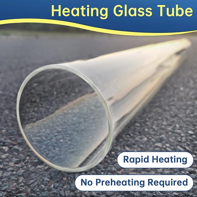 Patio Heater Glass Tube Replacement, 49.5" Tall 4" Diameter, Glass Tube Patio Heater with Ring, Fits 4-Sided Patio Heaters, Compatible with Hiland, Fire Sense, and more