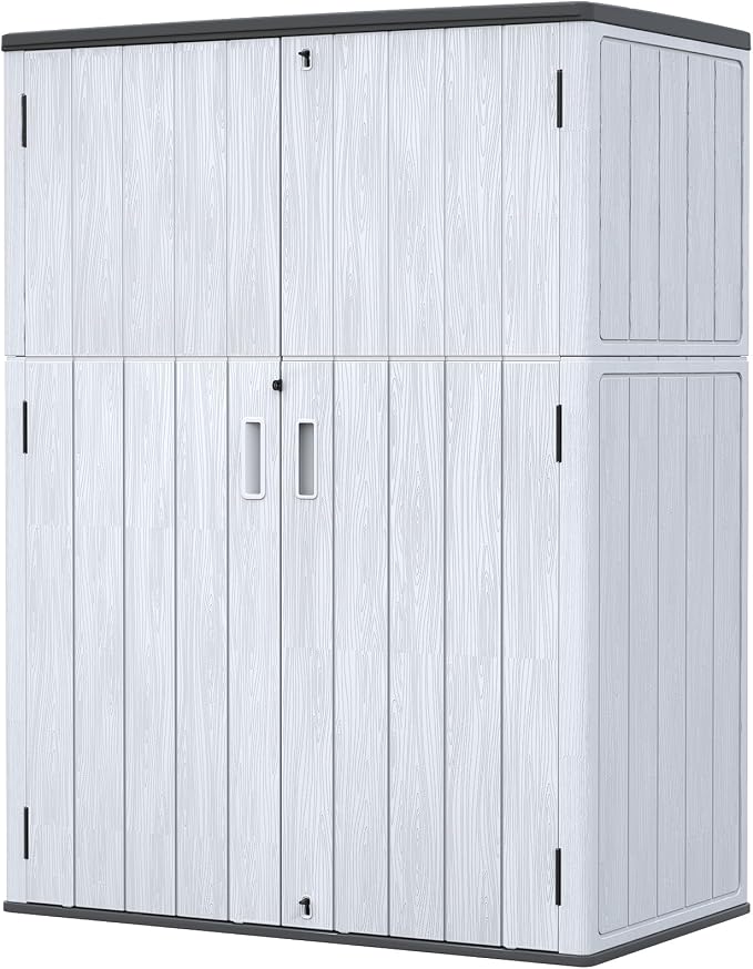 ZZM 57 Cu.ft Outdoor Storage Cabinet with One Tool Kit, Horizontal Storage Shed for Garage, Bike, Garbage Cans, Garden Accessories by ZZM