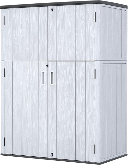 ZZM 57 Cu.ft Outdoor Storage Cabinet with One Tool Kit, Horizontal Storage Shed for Garage, Bike, Garbage Cans, Garden Accessories by ZZM