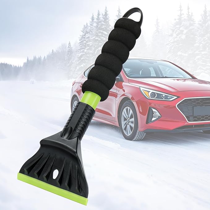 Oversized Ice Scrapers for Car Windshield, Snow Brush Scrapers Car Window Frost Removal with Foam Handle, 4.7Inch Large Soft Blade for SUVs Trucks-Scratch???1pc??? by Nibule