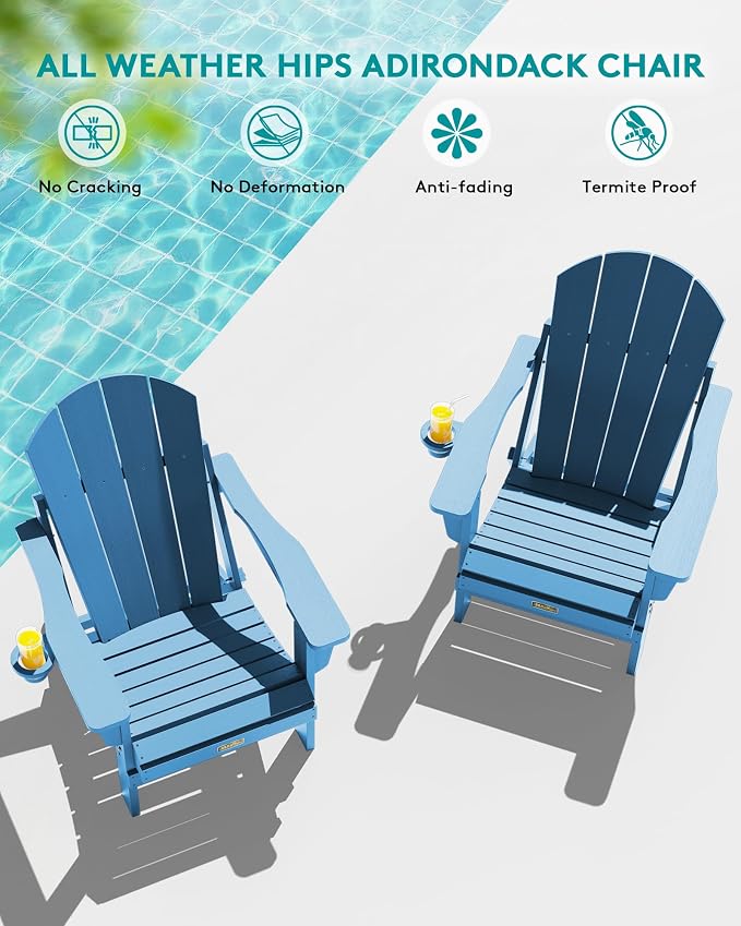 SERWALL Folding Adirondack Chair for Patio Garden Outdoors- Sapphire - Image 10