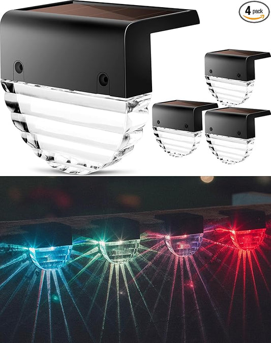 TIJNN Solar Deck Lights Outdoor, Fence Lights Waterproof Led Lights for Outdoor Stairs, Step, Yard,Patio Decor Illumination - 4 Pack