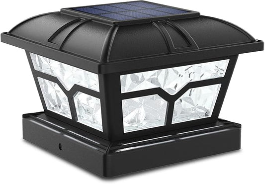 SIEDiNLAR Solar Post Cap Lights Outdoor 2 Color Modes 8 LEDs for 4x4 5x5 6x6 Posts Fence Patio Deck Decoration Warm White & Cool White Lighting Black (1 Pack) by Siedinlar