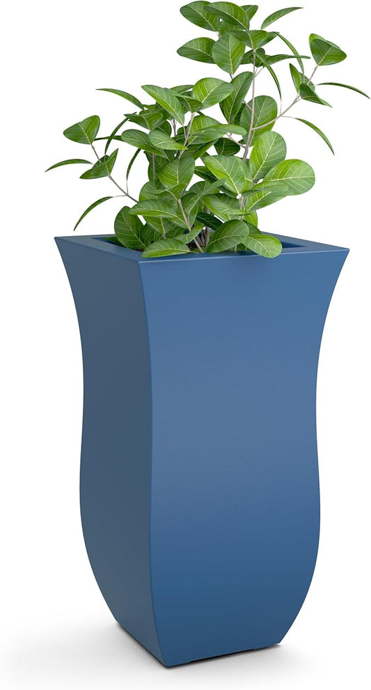 Mayne Valencia 30in Tall Planter - Neptune Blue - 16in x 16in x 30in - with Removable Plug, Polyethylene (5874-NB)