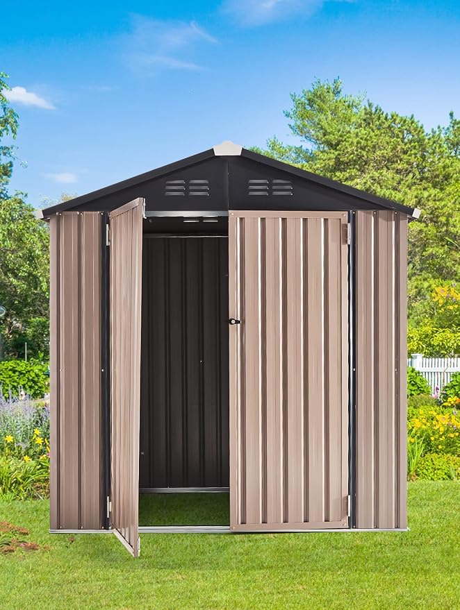 AECOJOY 6' x 6' Outdoor Storage Shed, Metal Shed with Design of Lockable Doors, Utility and Tool Storage for Garden, Backyard, Patio, Outside use - Image 2