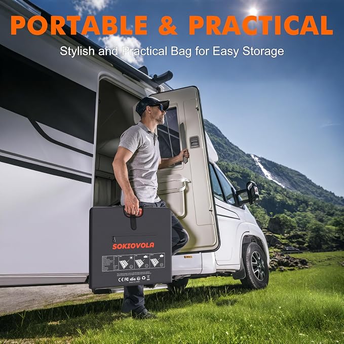 SOKIOVOLA N-Type 16BB 200W Portable Solar Panel for EF/Jackery/Bluetti/Anker Power Station Foldable Solar Panel 25% High Efficiency IP68 Waterproof for Outdoor Trip RV Camping Blackout Off Grid - Image 5