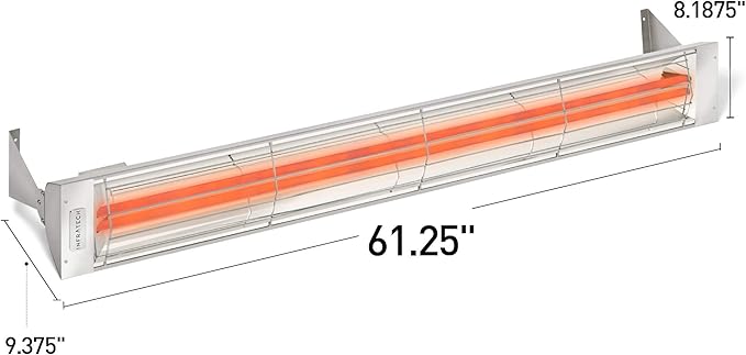 Infratech WD-6024 SS Stainless Steel 61.25” Dual Element Fixture 6000 Watt, 240 Volt, Stainless Steel