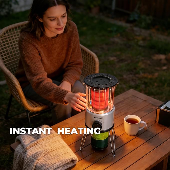 Portable Propane Heater, CAMPLUX 8,500 BTU Outdoor Patio Heater with Safety Tilt Switch and Adjustable Heat, 4.2Lb Light Weight with Storage Bag, Ideal for Camping Tents, Garages, Patio, Fishing Spots