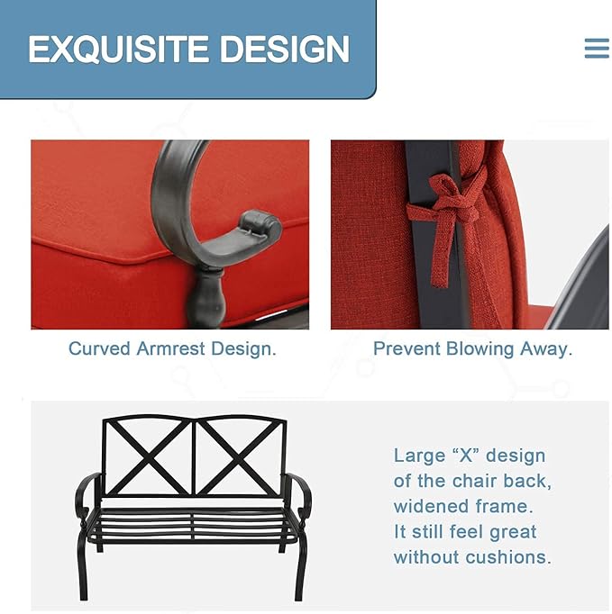 SOLAURA Outdoor Metal Furniture Sets 7-Piece Patio Conversation Set (2 Spring Chairs, 2 Patio Chairs, Loveseat with Coffee Table and Side Table), Red
