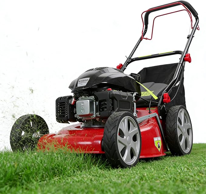 [Fast Arrival] 20 Inch Self Propelled Gas Lawn Mower - 141cc 4-Cycle Gas Powered Push Lawn Mower with 8 Positions Adjustable Cutting Height, Easy to Start, for Yard Garden, 50L Grass Tank Red by Unknown