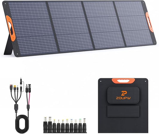 ZOUPW 220W Portable Solar Panel for Power Station,23.5% Efffciency Mono Foldable Solar Charger for Jackery 1000 V2/EcoFlow Delta/Bluetti/Anker Solix,IP67 Waterproof for RV Camping Home Backup by ZOUPW
