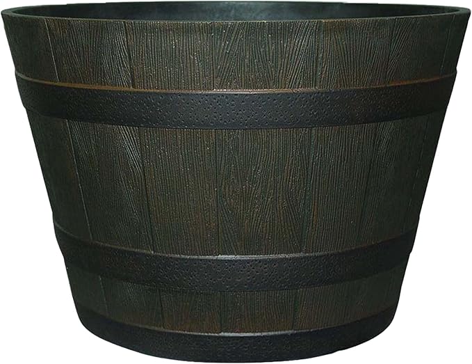 Southern Patio 22.5" Whiskey Barrel Outdoor Planter with Wheels, Drainage Hole & Plug, 69.34 qt. Capacity