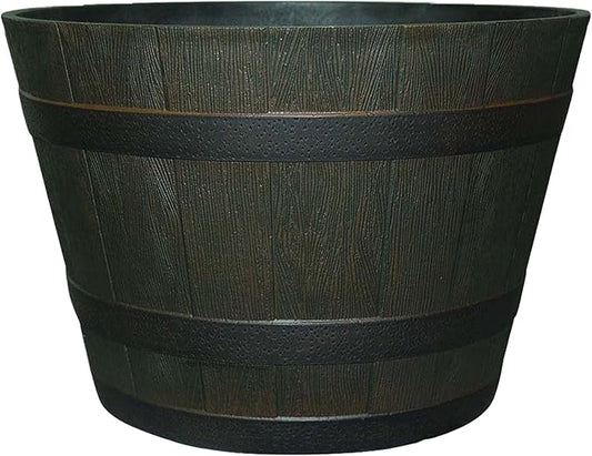 Southern Patio 22.5" Whiskey Barrel Outdoor Planter with Wheels, Drainage Hole & Plug, 69.34 qt. Capacity