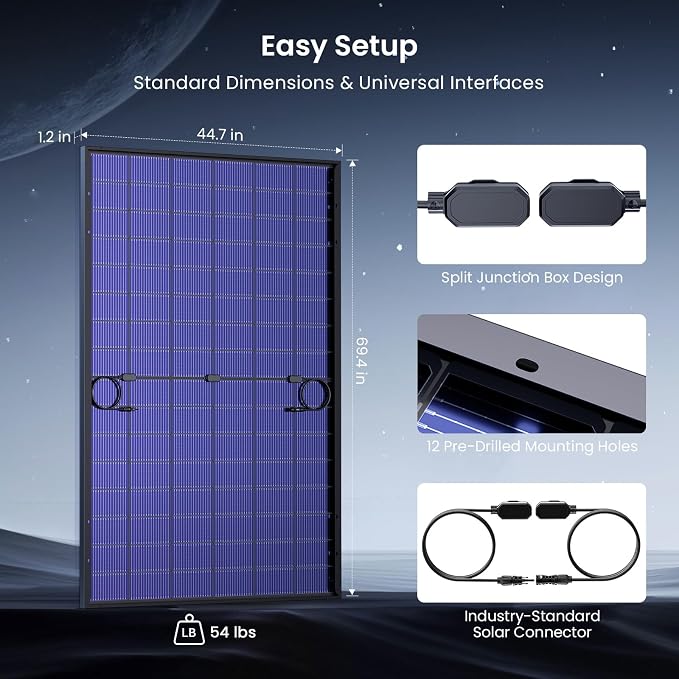 450W Bifacial Solar Panel 2-Pack (900W Total), N-Type 16BB Double Glass Monocrystalline, Anti-Shade Dual-Module Design, 25% High Efficiency Solar Cells for Home Rooftop, RV, Off-Grid System - Image 8