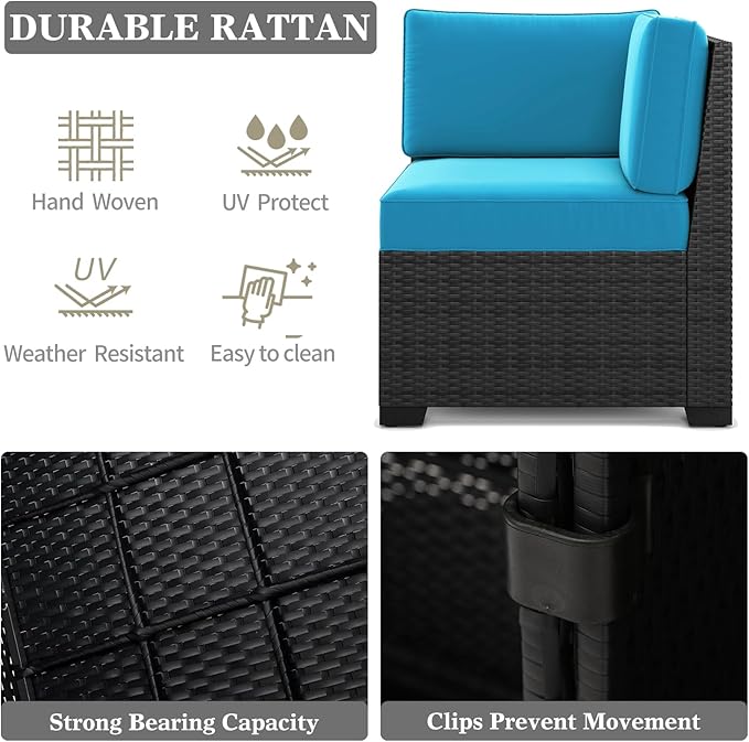 LayinSun 13 Pieces Outdoor Patio Furniture Set with 44" Fire Pit Table Rattan Sectional Sofa Conversation Sets