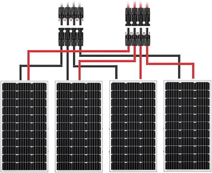 4 to 1 Solar Connectors Y Branch Parallel Adapter for Multiple Solar Panels (Red & Black) - Image 5