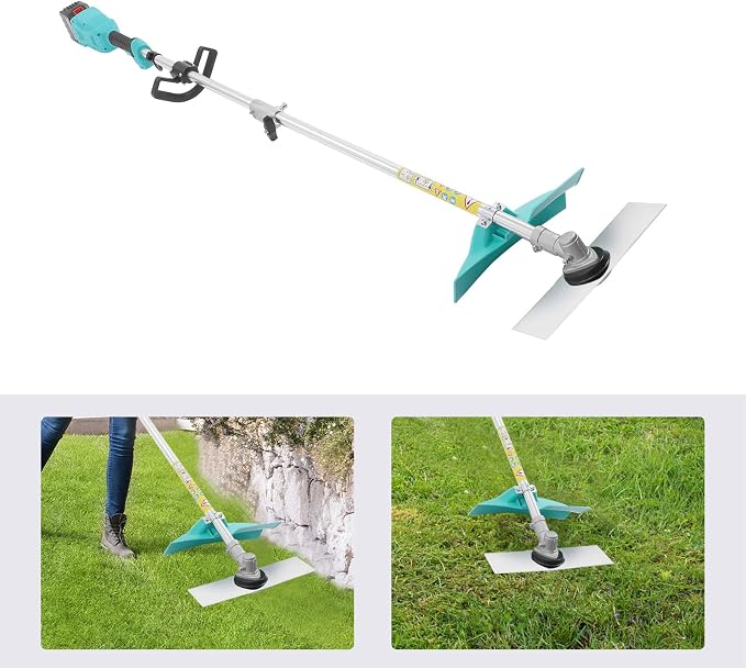 1300W Electric Lithium Battery Lawn Trimmer, Portable Hand-held Shrub Orchard Pruning Machine, Cordless Garden Lawn Mower Strimmer Brushless Motor, Green - Image 6