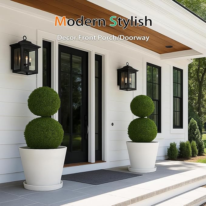Wide Planters for Outdoor Plants, Extra Large Indoor Flower Pots for Garden, Front Porch, Patio - Round Resin Planter Set of 2 (White, 20" D x 16" H)