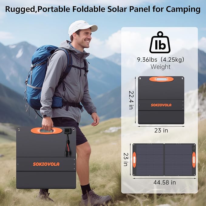 SOKIOVOLA N-Type 16BB 110W Portable Solar Panel for EF/Jackery/Bluetti/Anker Power Station, 25% High Efficiency ETFE Foldable Solar Panel Charger IP68 Waterproof for Outdoor Camping RV - Image 2