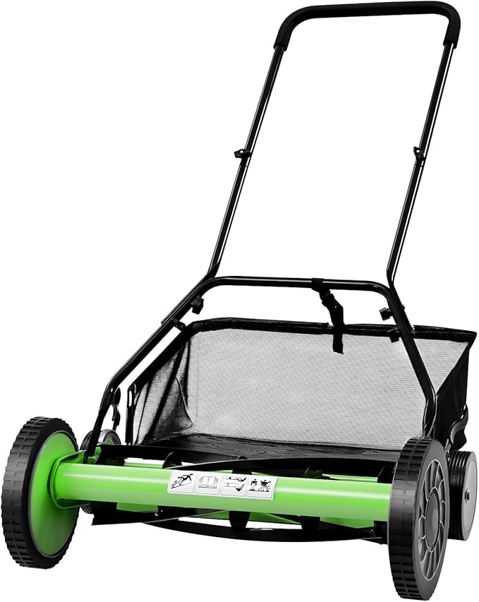 20-Inch Cordless Manual Reel Lawn Mower, Cylinder Lawnmower with 5-Blade, Push Reel Lawn Mower with Grass Catcher for Villa Yards, Park Greening, Factory Greening by Genseino