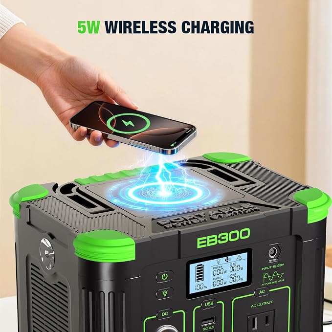 GRECELL 330W Portable Power Station with 100W Solar Panel, 288.6Wh Portable Power Station 330W Solar Generator AC Outlets, Backup for Outdoor Camping, Trip, Power Outage - Image 8