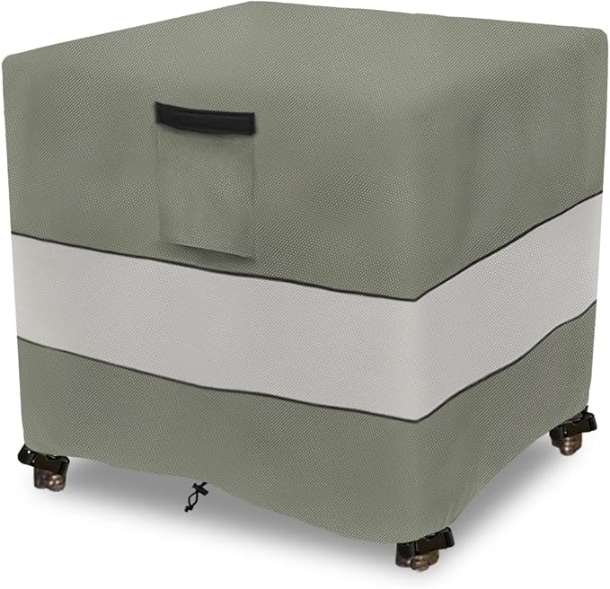 Patio Wicker Side Table Cover,22W x 22D x 18H inch,Waterproof Square Patio Small Side Table Cover,Suitable for 3-Piece Outdoor Wicker Patio Bistro Set Side Table Grey Green by Aacabo