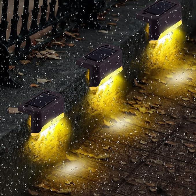 Solar Deck Lights - 16 PCs Outdoor, Waterproof, Garden Decorative Solar Step Lights for Patio, Porch, Stairs, Yard, Driveway, Pathway (Cool White, 16-Pack)